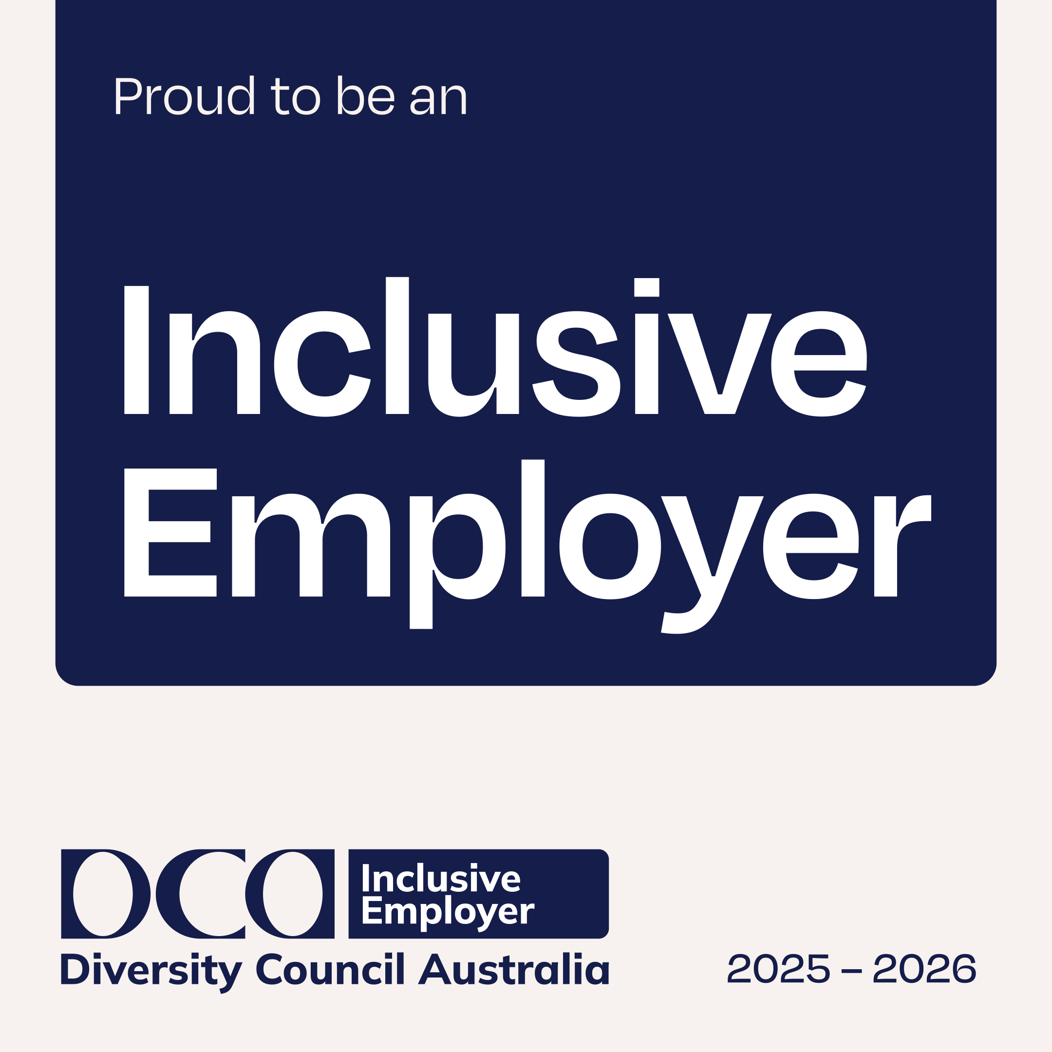 Proud to be a DCA Inclusive Employer 2025-2026 social tile