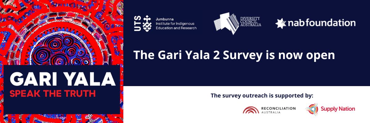 Gari Yala artwork with text explaining survey extended to 31 May 2025