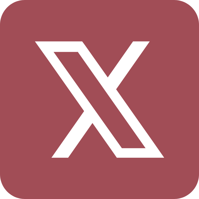 Twitter X icon in maroon and white